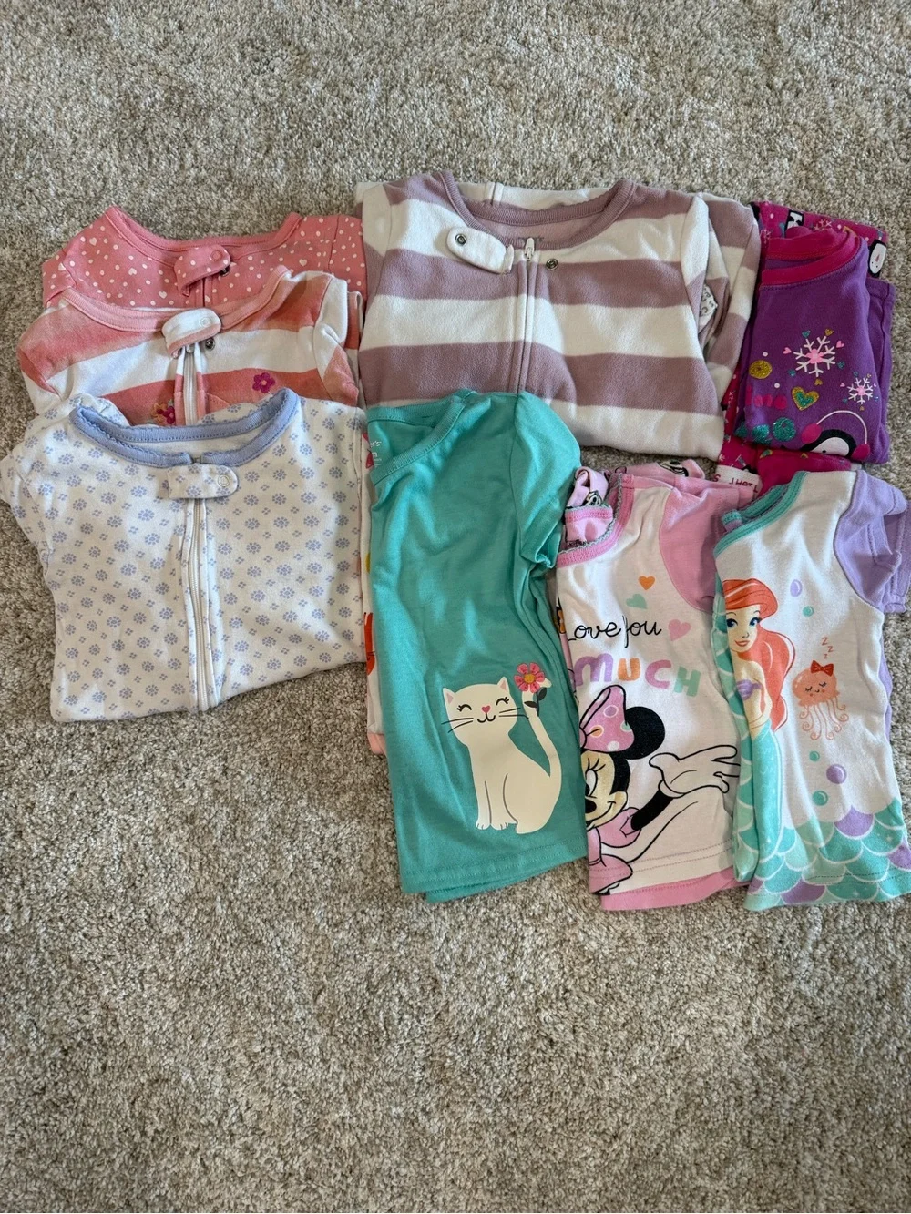 Girls Mixed Sleepwear and Onesie Bundle - Pink, Teal, Purple